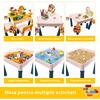 Masa tip Lego pentru copii, cu 4 cutii depozitare jucarii, 262 piese tip Lego, Ajustabila
