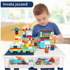 Masa tip Lego pentru copii, cu 4 cutii depozitare jucarii, 262 piese tip Lego, Ajustabila