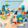 Masa tip Lego pentru copii, cu 4 cutii depozitare jucarii, 262 piese tip Lego, Ajustabila