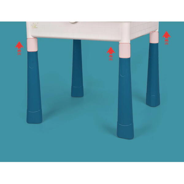 Masa tip Lego pentru copii, cu 4 cutii depozitare jucarii, 262 piese tip Lego, Ajustabila