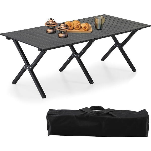 Masa pliabila pentru camping si gradina, PVC, Picioare Aluminiu, Husa Inclusa, 120x60 CM