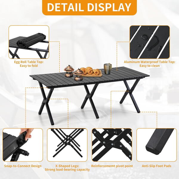 Masa pliabila pentru camping si gradina, PVC, Picioare Aluminiu, Husa Inclusa, 120x60 CM