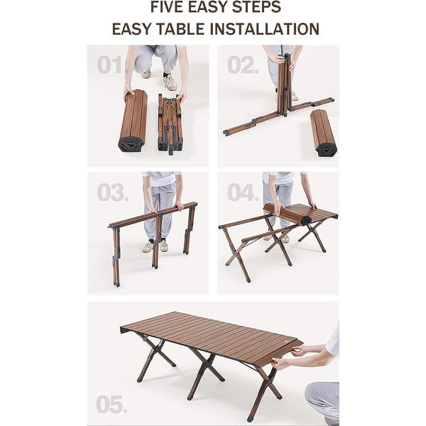 Masa pliabila pentru camping si gradina, PVC, Picioare Aluminiu, Husa Inclusa, 150x60 CM