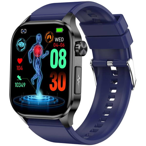 SmartWatch cu Senzor Glucometru, EKG, Temperatura Corporala, Compozitia Sangelui, Acid Uric, Colesterol, Metabolism, Grasimea din Corp, Apel Bluetooth, Numar SOS S852