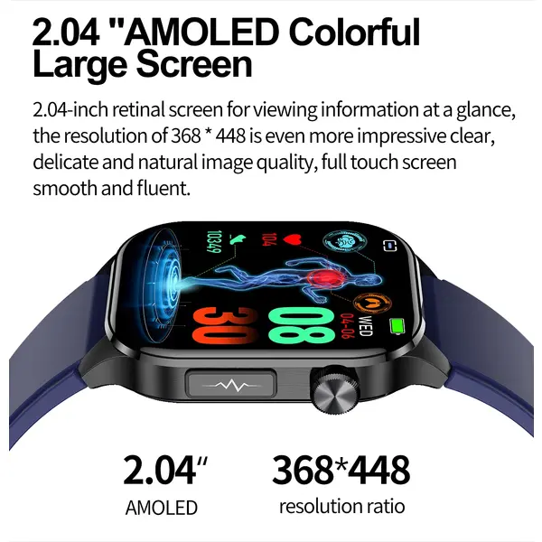 SmartWatch cu Senzor Glucometru, EKG, Temperatura Corporala, Compozitia Sangelui, Acid Uric, Colesterol, Metabolism, Grasimea din Corp, Apel Bluetooth, Numar SOS S853