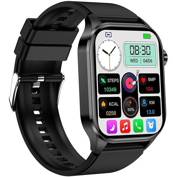 SmartWatch cu Senzor Glucometru, EKG, Temperatura Corporala, Compozitia Sangelui, Acid Uric, Colesterol, Metabolism, Grasimea din Corp, Apel Bluetooth, Numar SOS S853