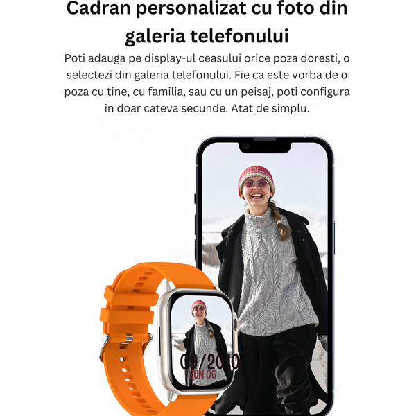 SmartWatch cu Apel Bluetooth, Tensiune arteriala, Ritm cardiac, Nivel Oxigen, Nivel stres, Ciclu menstrual, Afisare vreme, Calendar, Calculator S855