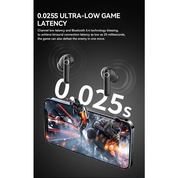 Casti Bluetooth 5.4, Baterie Statie 200mAh, StandBy 150H, Touch pe Casti, Respingere/Raspundere Apel VTS-200, Negru