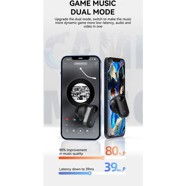 Casti Bluetooth 5.3, Baterie Statie 200mAh, StandBy 180H, Touch pe Casti, Respingere/Raspundere Apel VTS-210, Negru