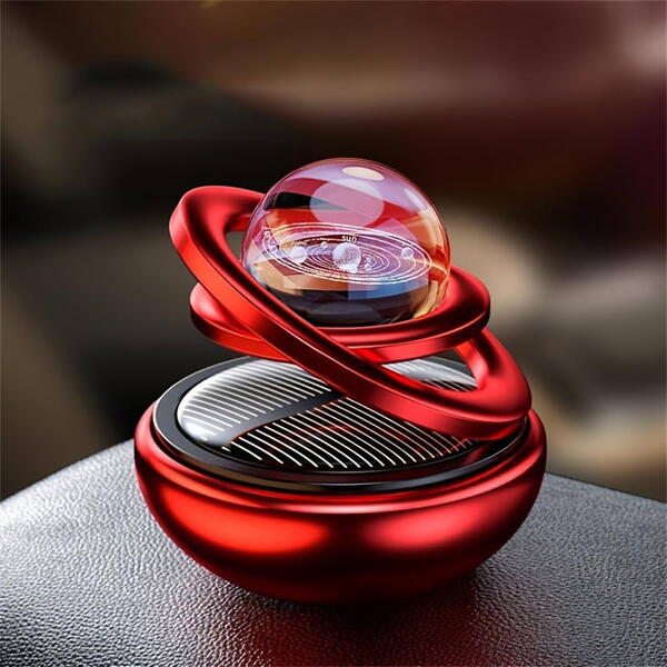 Difuzor de parfum auto, sau camera, 4 arome incluse, Glob Planeta Rotativ, Galaxie, Rosu