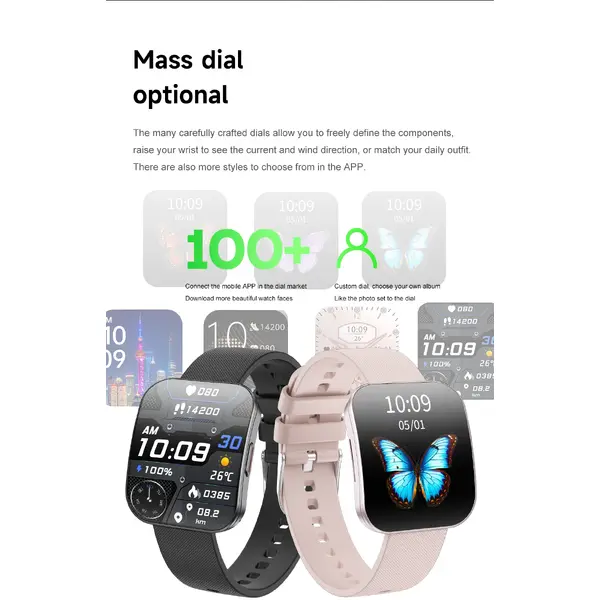 SmartWatch cu Senzor Glucometru, Tensiune Arteriala, Ritm Cardiac, Nivel Oxigen, Apel Bluetooth, HRV, Calendar, Meniu RO S857