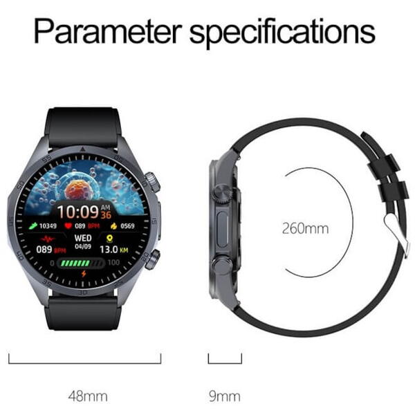 SmartWatch cu Senzor Glucometru, BIA, EKG, Ritm Cardiac, Nivel Oxigen, Tensiune Arteriala, Acid Uric, Nivel Stres S858