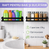 Raft de baie sau Bucatarie, Otel inoxidabil, Capacitate maxima suportata 10 kg, Dimensiuni 6 x 50 x 10.5 cm, Negru