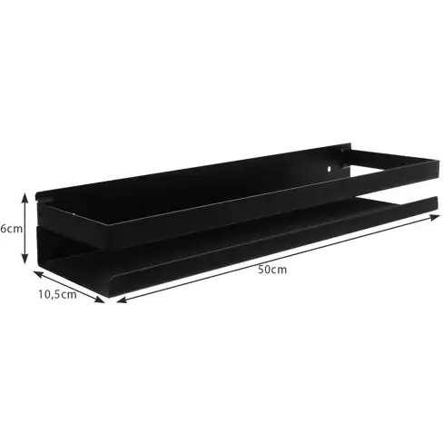 Raft de baie sau Bucatarie, Otel inoxidabil, Capacitate maxima suportata 10 kg, Dimensiuni 6 x 50 x 10.5 cm, Negru