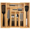 Organizator extensibil tacamuri si ustensile de bucatarie,  Bambus, 6-8 compartimente, Design elegant, 50 x 45.5 x 5 cm