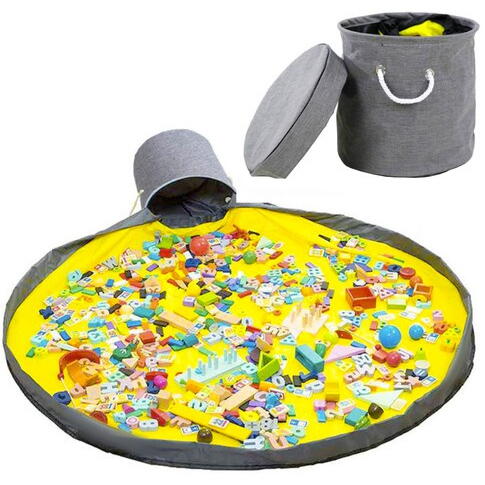 Cos pliabil pentru depozitare jucarii sau haine, Organizare Jucarii, Cu saltea de joc, Capac anti praf, 31 x 27 cm