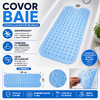 Covoras antiderapant pentru cada si baie, Prindere cu ventuze, Albastru transparent, 100 x 40 cm