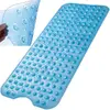 Covoras antiderapant pentru cada si baie, Prindere cu ventuze, Albastru transparent, 100 x 40 cm
