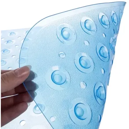 Covoras antiderapant pentru cada si baie, Prindere cu ventuze, Albastru transparent, 100 x 40 cm