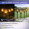 Set 4 Lampa Solara, Autonomie 8 ore, Inaltime 50CM, Rezistenta la intemperii, Design flacara, Clasa de protectie ip65