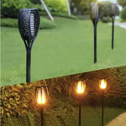 Set 4 Lampa Solara, Autonomie 8 ore, Inaltime 50CM, Rezistenta la intemperii, Design flacara, Clasa de protectie ip65