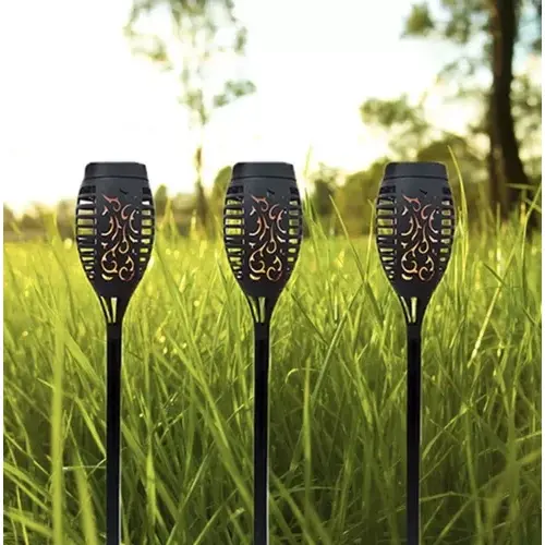 Set 4 Lampa Solara, Autonomie 8 ore, Inaltime 50CM, Rezistenta la intemperii, Design flacara, Clasa de protectie ip65