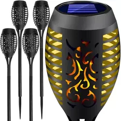 Set 4 Lampa Solara, Autonomie 8 ore, Inaltime 50CM, Rezistenta la intemperii, Design flacara, Clasa de protectie ip65