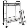 Raft mobil pentru bucatarie sau baie, Organizator, Metalic, 3 rafturi, 2 roti cu blocare, 65 x 25 x 44 x cm, Negru