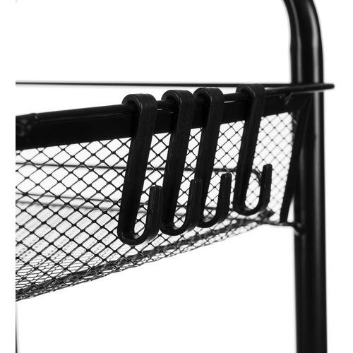 Raft mobil pentru bucatarie sau baie, Organizator, Metalic, 3 rafturi, 2 roti cu blocare, 65 x 25 x 44 x cm, Negru