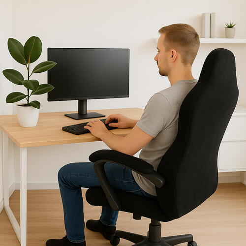 Husa pentru scaun de gaming si birou, Universala, Material elastic si moale, Montaj rapid, Protectie impotriva uzurii, Negru