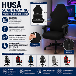 Husa pentru scaun de gaming si birou, Universala, Material elastic si moale, Montaj rapid, Protectie impotriva uzurii, Negru
