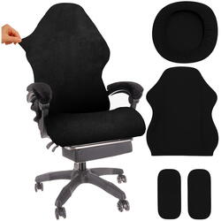 Husa pentru scaun de gaming si birou, Universala, Material elastic si moale, Montaj rapid, Protectie impotriva uzurii, Negru