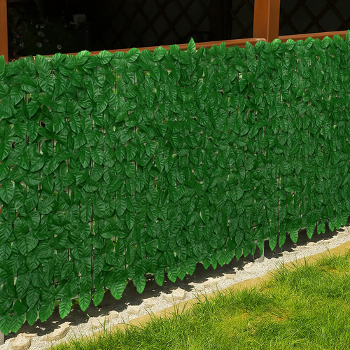 Set 12 buc Panou gard artificial 50cmx50cm , Decor terasa/balcon, Paravan de Balcon, Frunze iedera