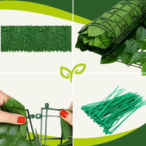 Set 12 buc Panou gard artificial 50cmx50cm , Decor terasa/balcon, Paravan de Balcon, Frunze iedera