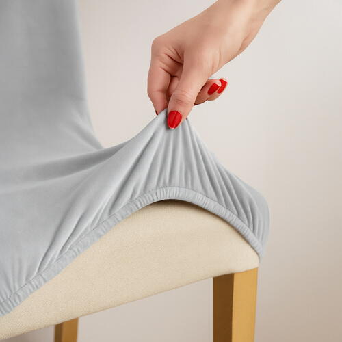 Set 6 Husa Pentru Scaun, 65x40x35 cm, Catifea, Gri , Elastic, Protectie Impotriva Murdariei, Spalare La Masina La 30 De Grade