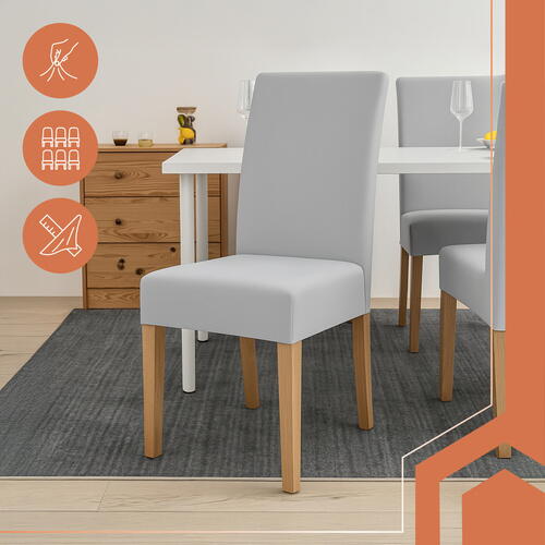 Set 6 Husa Pentru Scaun, 65x40x35 cm, Catifea, Gri , Elastic, Protectie Impotriva Murdariei, Spalare La Masina La 30 De Grade