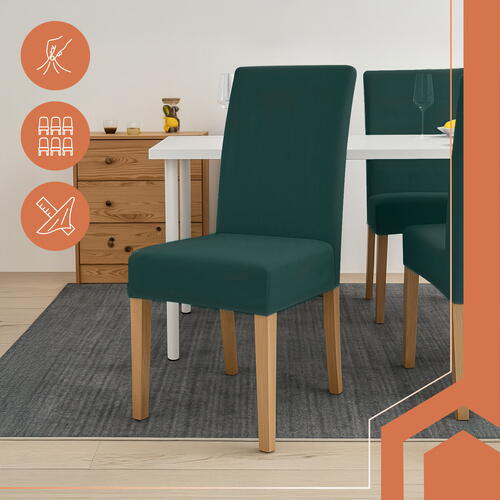 Set 6 Husa Pentru Scaun, 65x40x35 cm, Catifea, Verde , Elastic, Protectie Impotriva Murdariei, Spalare La Masina La 30 De Grade