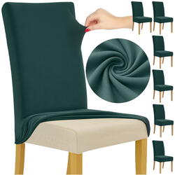 Set 6 Husa Pentru Scaun, 65x40x35 cm, Catifea, Verde , Elastic, Protectie Impotriva Murdariei, Spalare La Masina La 30 De Grade