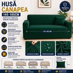 Husă elastică din catifea pentru canapea 145-185 cm, Impermeabila + față de pernă
