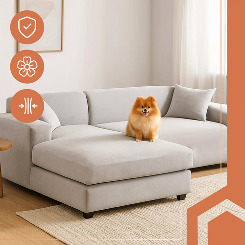Husă elastică din catifea pentru canapea 190-230 cm, Impermeabila + față de pernă