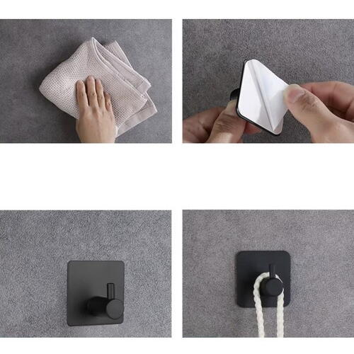 Set 4 Suport cu Adeziv pentru Prosoape, Dimensiuni 4,5 x 4,5 x 2,5 cm, Rezistent la Umiditate, Rugina, Ideal pentru Bucatarie, Baie, Otel Inoxidabil, Sarcina 3 Kg