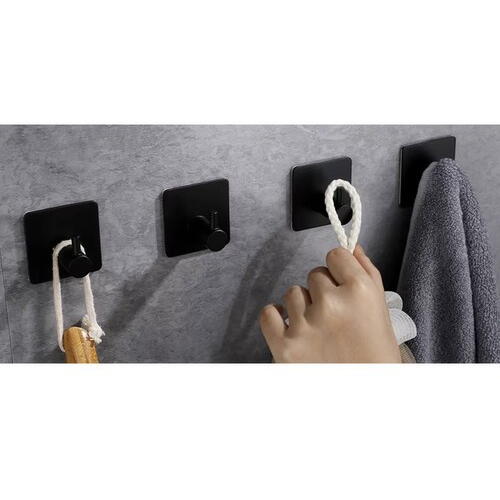 Set 4 Suport cu Adeziv pentru Prosoape, Dimensiuni 4,5 x 4,5 x 2,5 cm, Rezistent la Umiditate, Rugina, Ideal pentru Bucatarie, Baie, Otel Inoxidabil, Sarcina 3 Kg