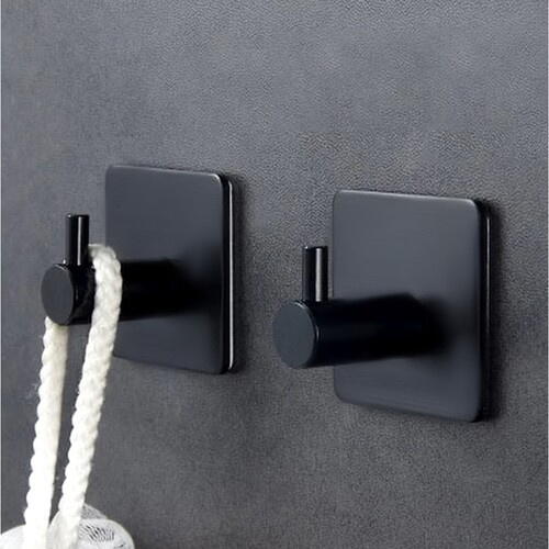 Set 4 Suport cu Adeziv pentru Prosoape, Dimensiuni 4,5 x 4,5 x 2,5 cm, Rezistent la Umiditate, Rugina, Ideal pentru Bucatarie, Baie, Otel Inoxidabil, Sarcina 3 Kg