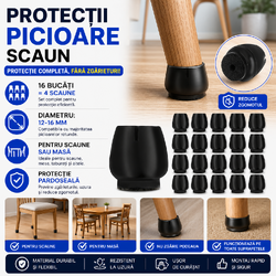 Set protectie pentru picioarele scaunelor, 16 bucati, 12-16 mm, Negru
