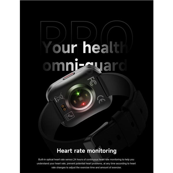 SmartWatch cu Senzor Glucometru, Tensiune Arteriala, Ritm Cardiac, Nivel Oxigen, Apel Bluetooth, HRV, Calendar, Meniu RO S869