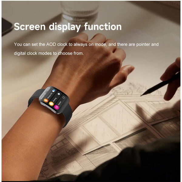 SmartWatch cu Senzor Glucometru, Tensiune Arteriala, Ritm Cardiac, Nivel Oxigen, Apel Bluetooth, HRV, Calendar, Meniu RO S869