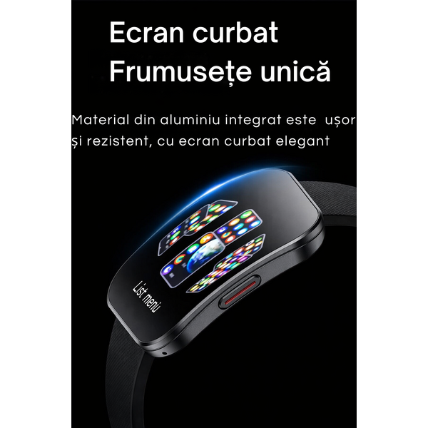 SmartWatch cu Senzor Glucometru, Tensiune Arteriala, Ritm Cardiac, Nivel Oxigen, Apel Bluetooth, HRV, Calendar, Meniu RO S869