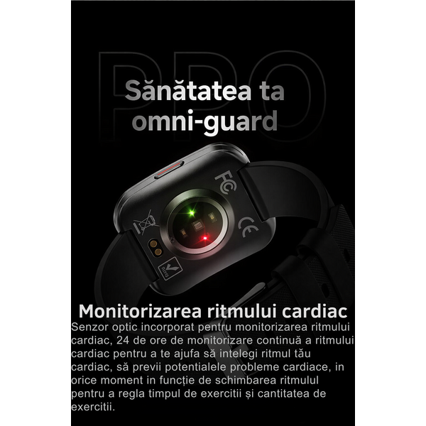 SmartWatch cu Senzor Glucometru, Tensiune Arteriala, Ritm Cardiac, Nivel Oxigen, Apel Bluetooth, HRV, Calendar, Meniu RO S869