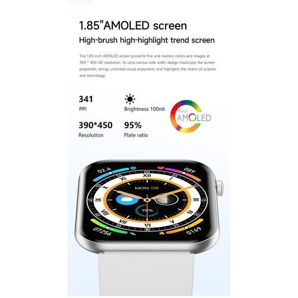 SmartWatch cu Senzor Glucometru, HRV, Ritm Cardiac, Nivel Oxigen, Tensiune Arteriala, Apel Bluetooth, Meniu RO S870