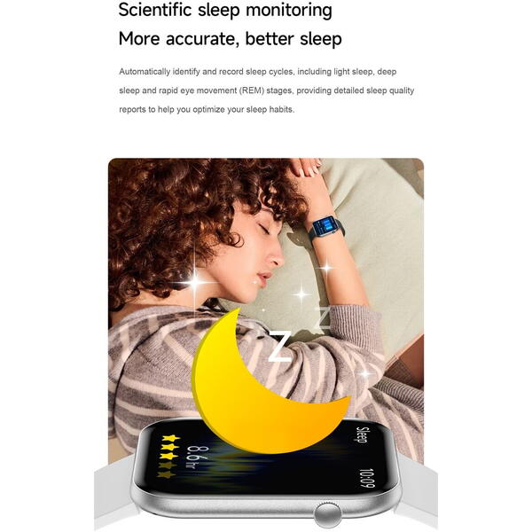 SmartWatch cu Senzor Glucometru, HRV, Ritm Cardiac, Nivel Oxigen, Tensiune Arteriala, Apel Bluetooth, Meniu RO S870